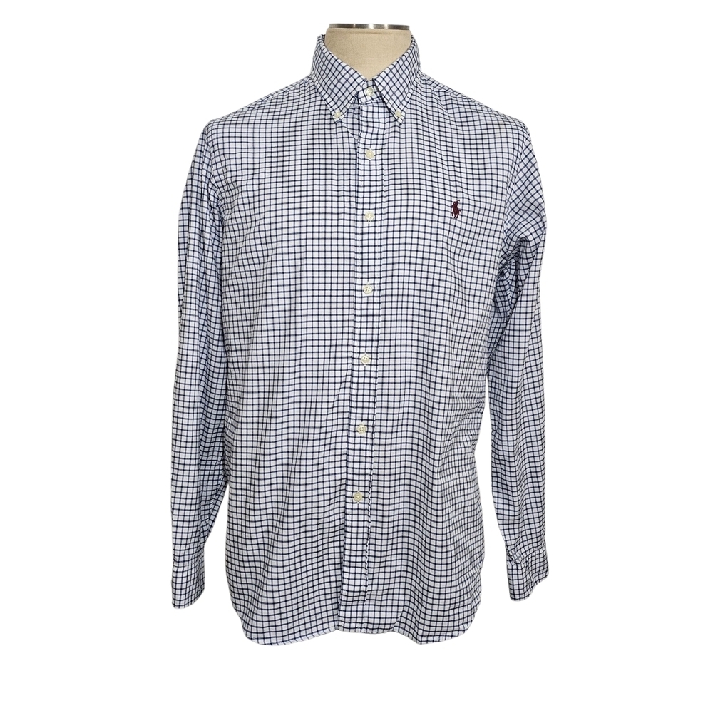 ​Polo Ralph Lauren Men’s Blue Plaid Button Down Shirt Size Large - Long Sleeve